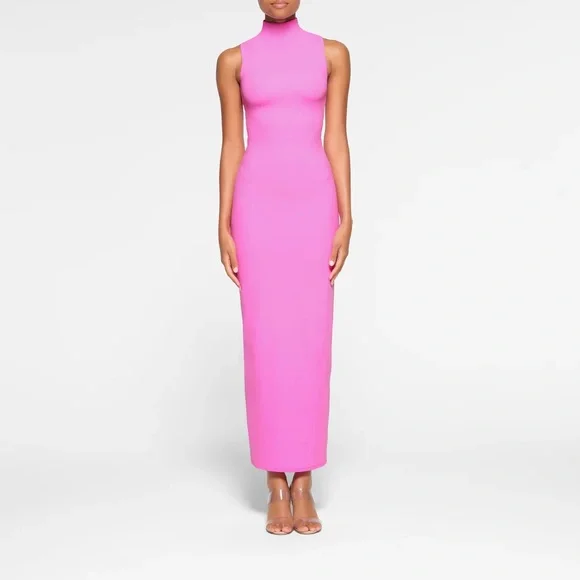 Skims Sleeveless Mock Neck Dress | Neon Orchid | Pink | Fits Everybody | S | Small | Women's